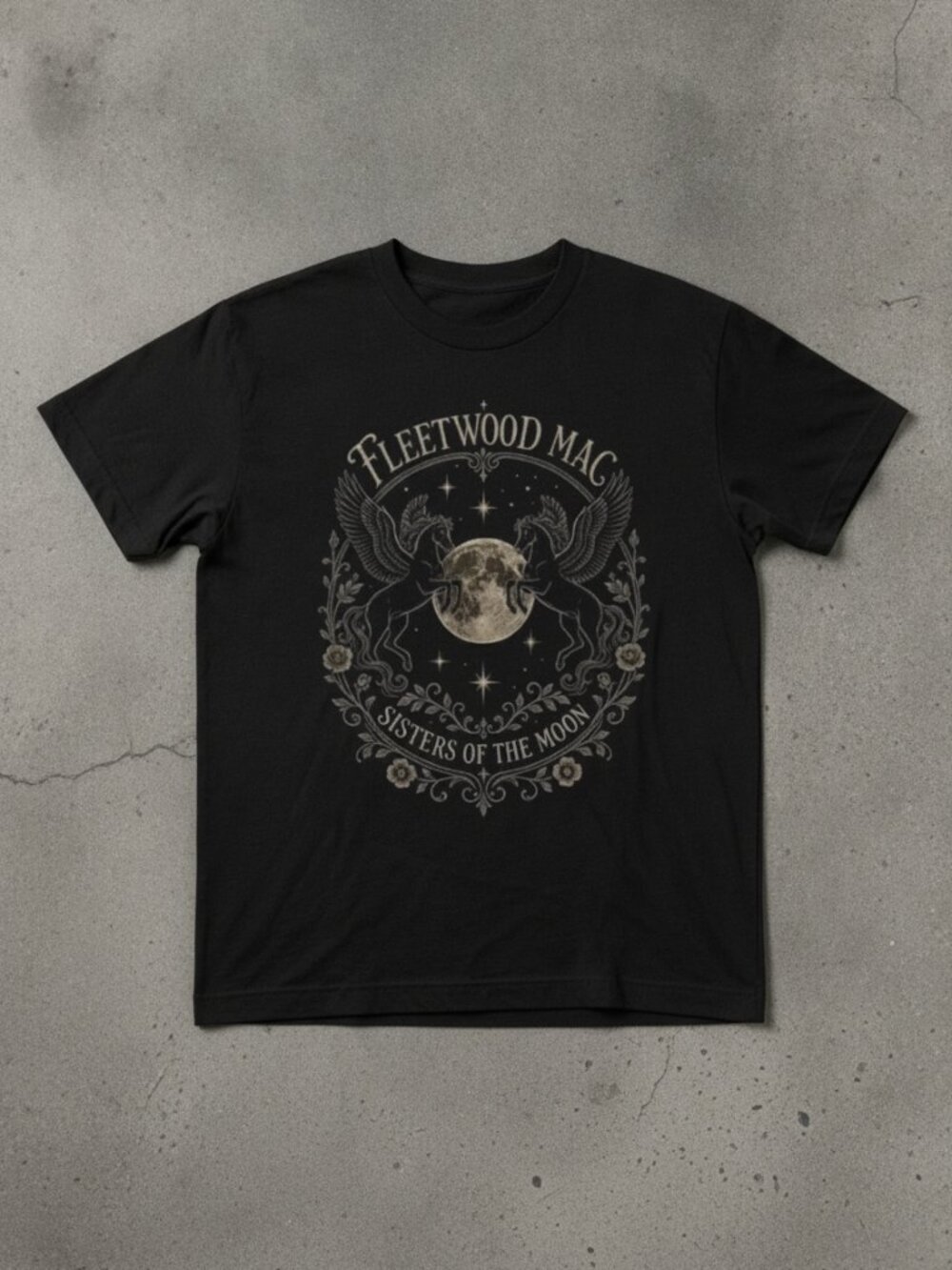 Fleetwood Mac Sisters of the Moon Graphic T-Shirt Black Vintage Boho Music Tee